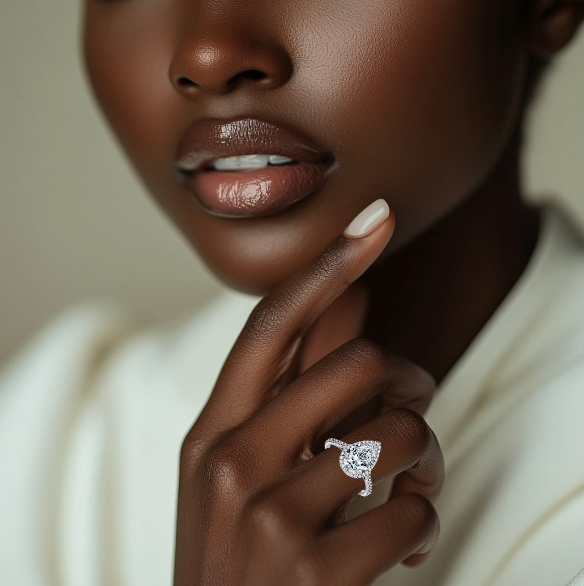 The Amour: 2 Carat Teardrop Lab Grown Moissanite Engagement Ring
