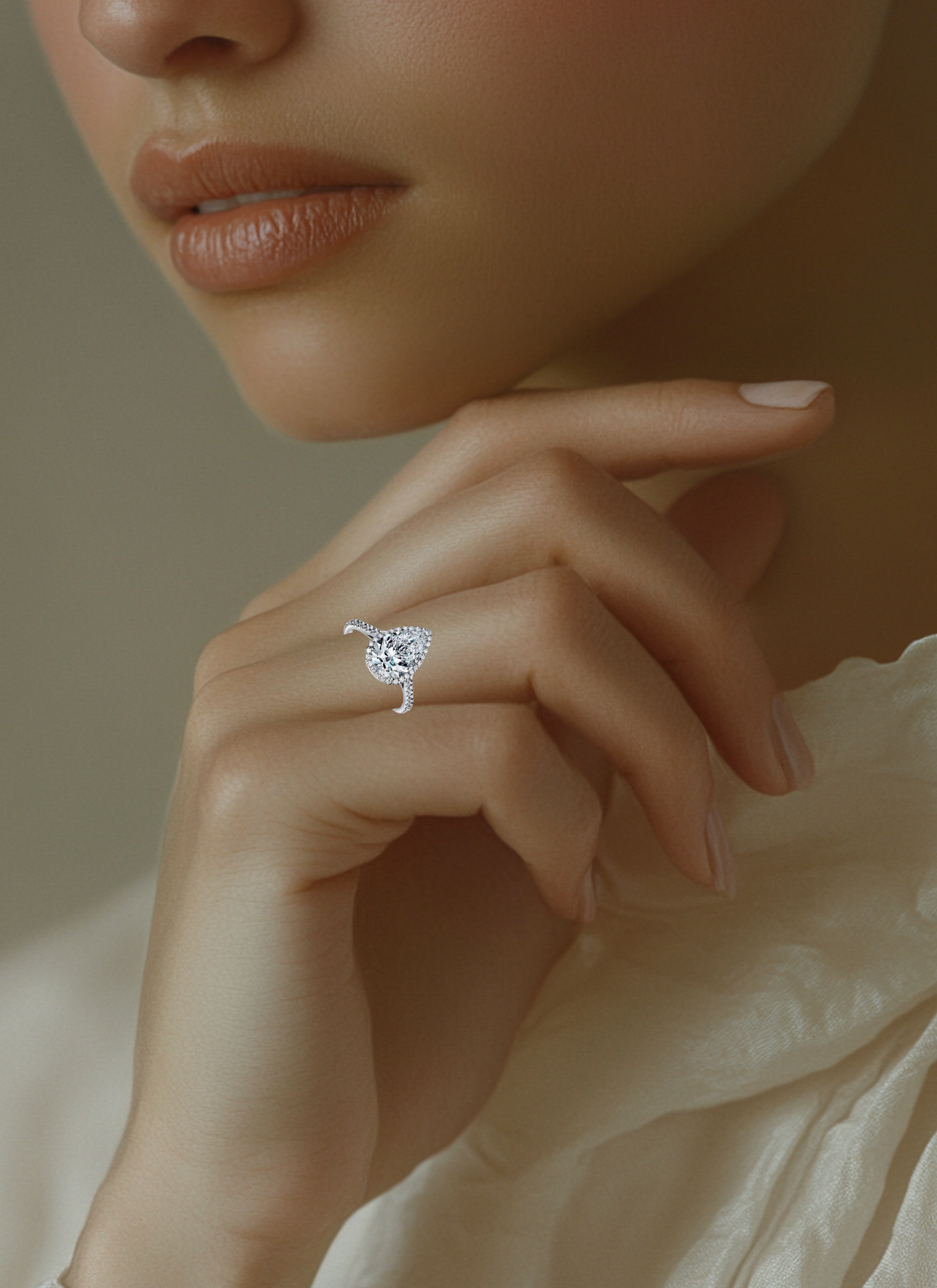 The Amour: 2 Carat Teardrop Lab Grown Moissanite Engagement Ring
