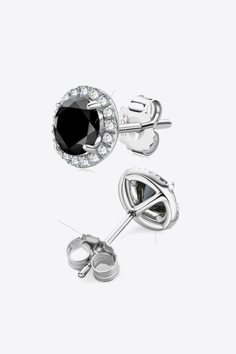 Black 4-Prong Lab Grown Moissanite Stud Earrings